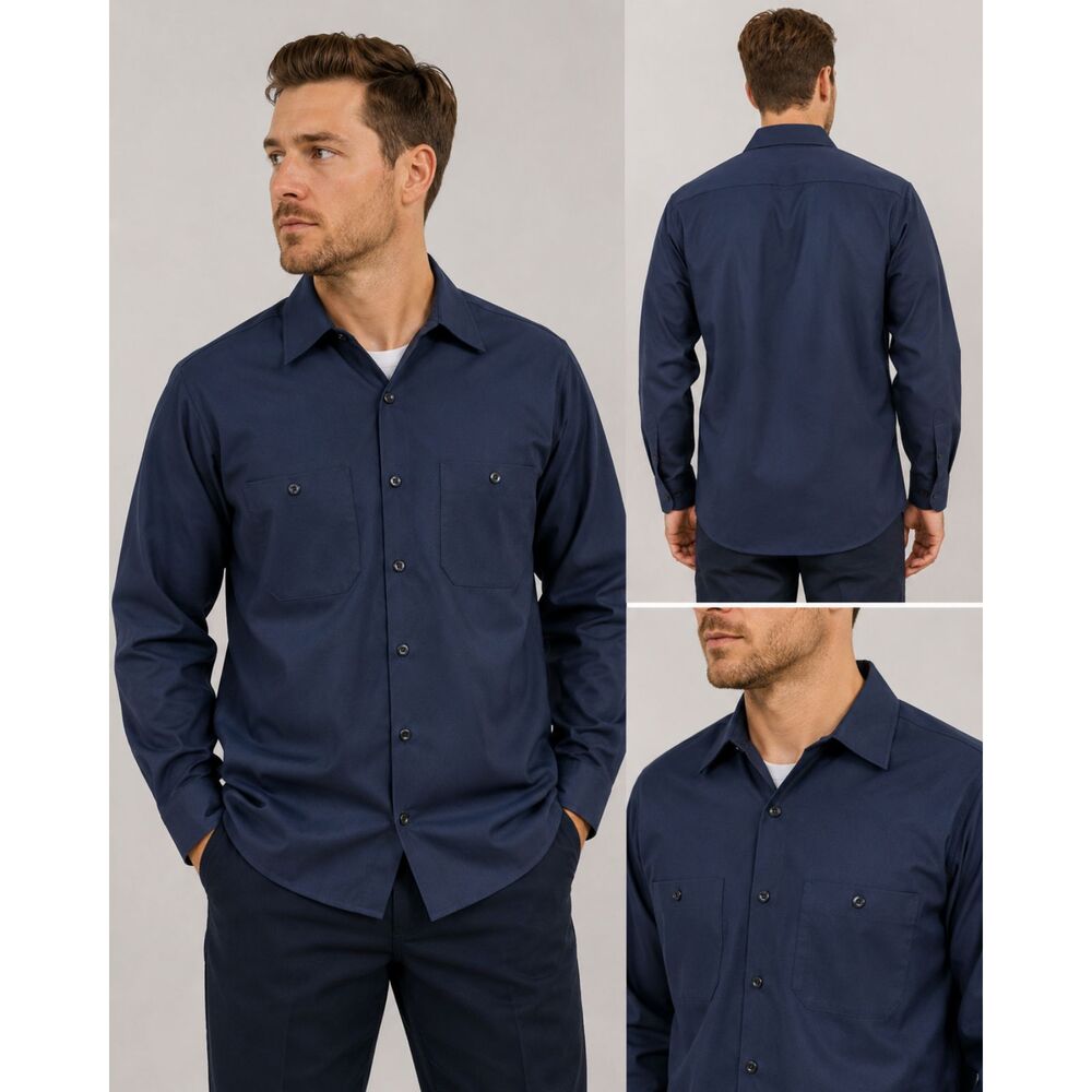 UniWeave by UniFirst Navy Long Sleeve Work Uniform Shirt Men's 16.5 NWOT Industr